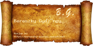 Bereszky Gyöngy névjegykártya